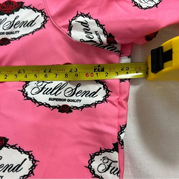 Full Send Nelk Boys Split Rose Logo Shirt Pink Black Button Up Size Medium NWT - Picture 6 of 12
